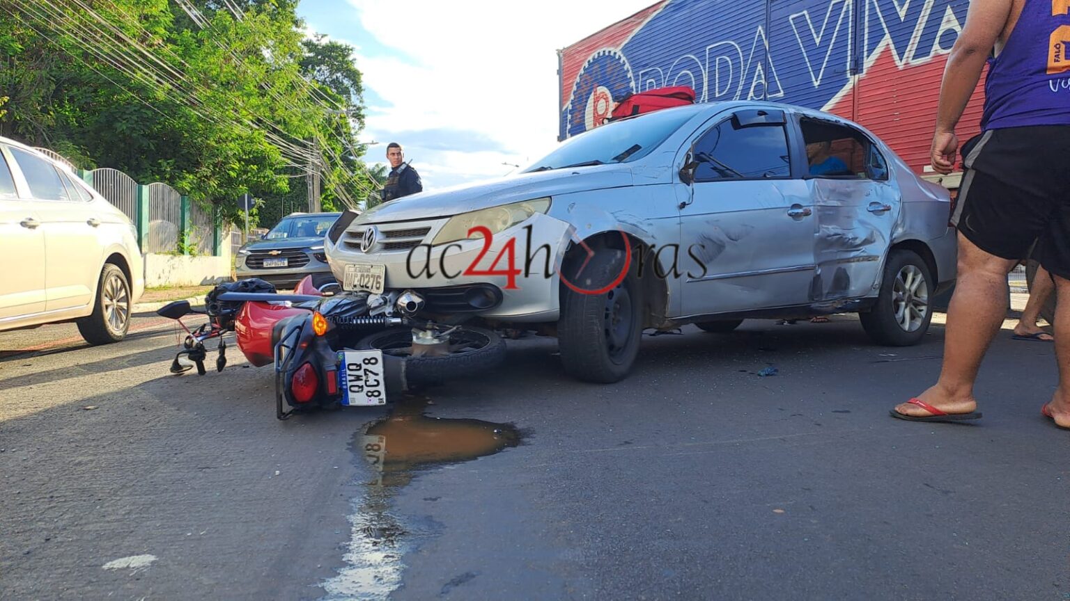 Colisão entre Carro e Motocicleta Deixa Dois Feridos em Rio Branco