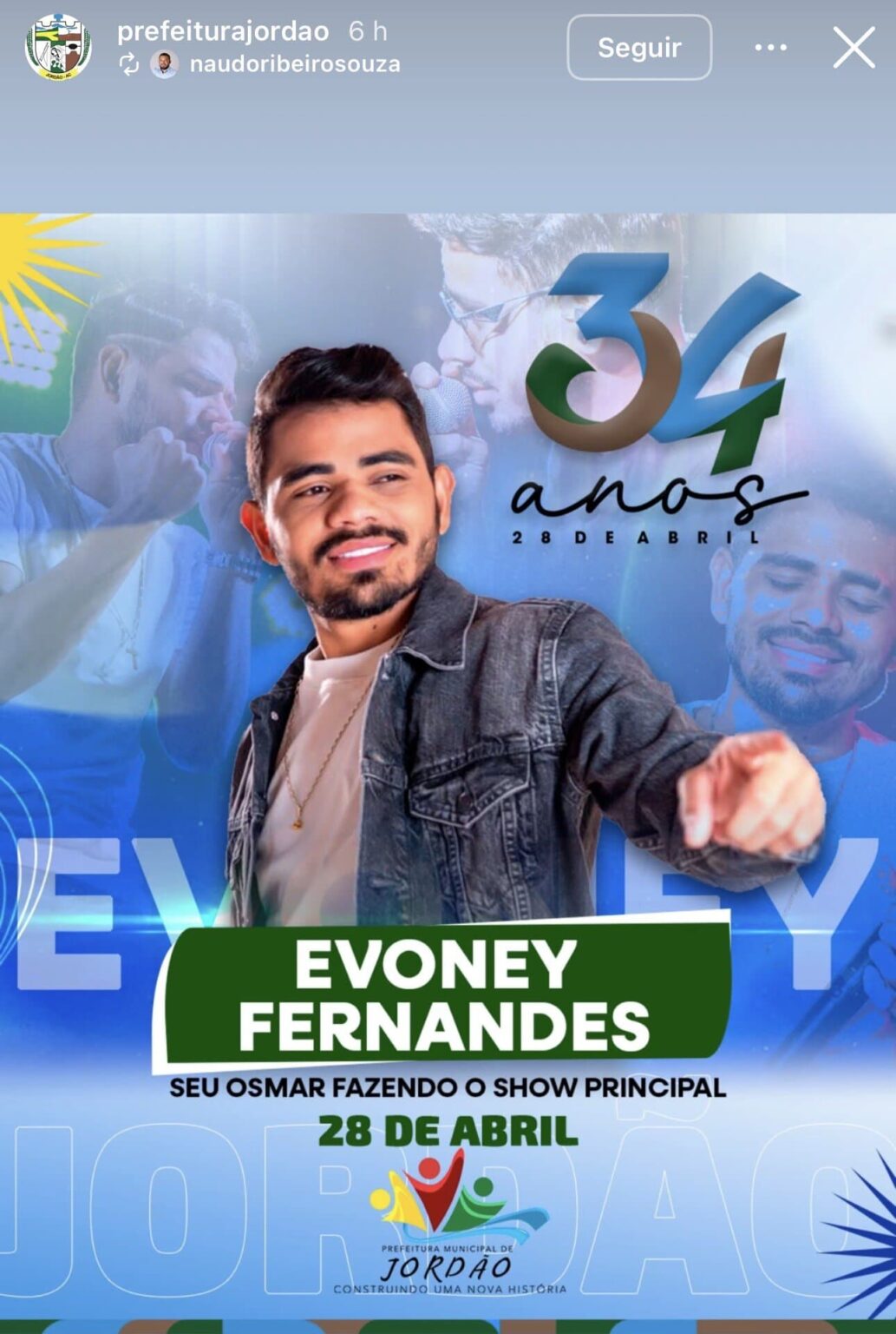 Jordão Comemora 34 Anos com Show Inesquecível de Evoney Fernandes